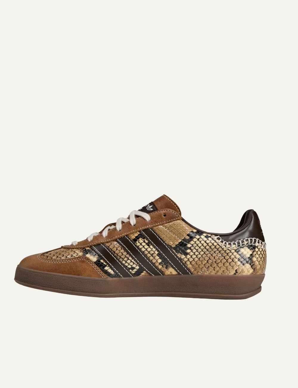 Adidas Y-3 Wales Bonner Gazelle snake leather sneakers brown profile view