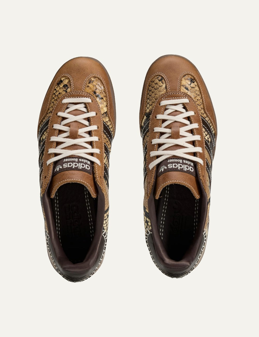 Adidas Y-3 Wales Bonner Gazelle snake leather sneakers brown top view