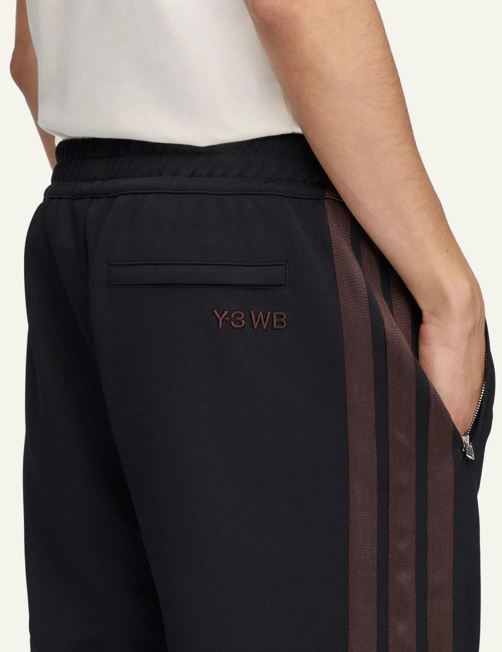 Adidas Y-3 x Wales Bonner black track pants with side stripes back detail
