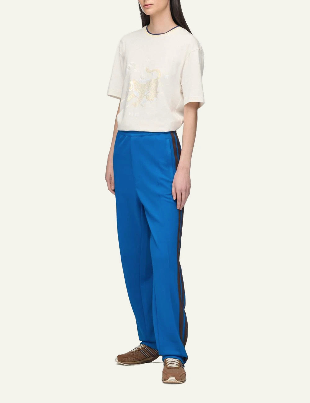 Adidas Y-3 x Wales Bonner chalk white graphic t-shirt model