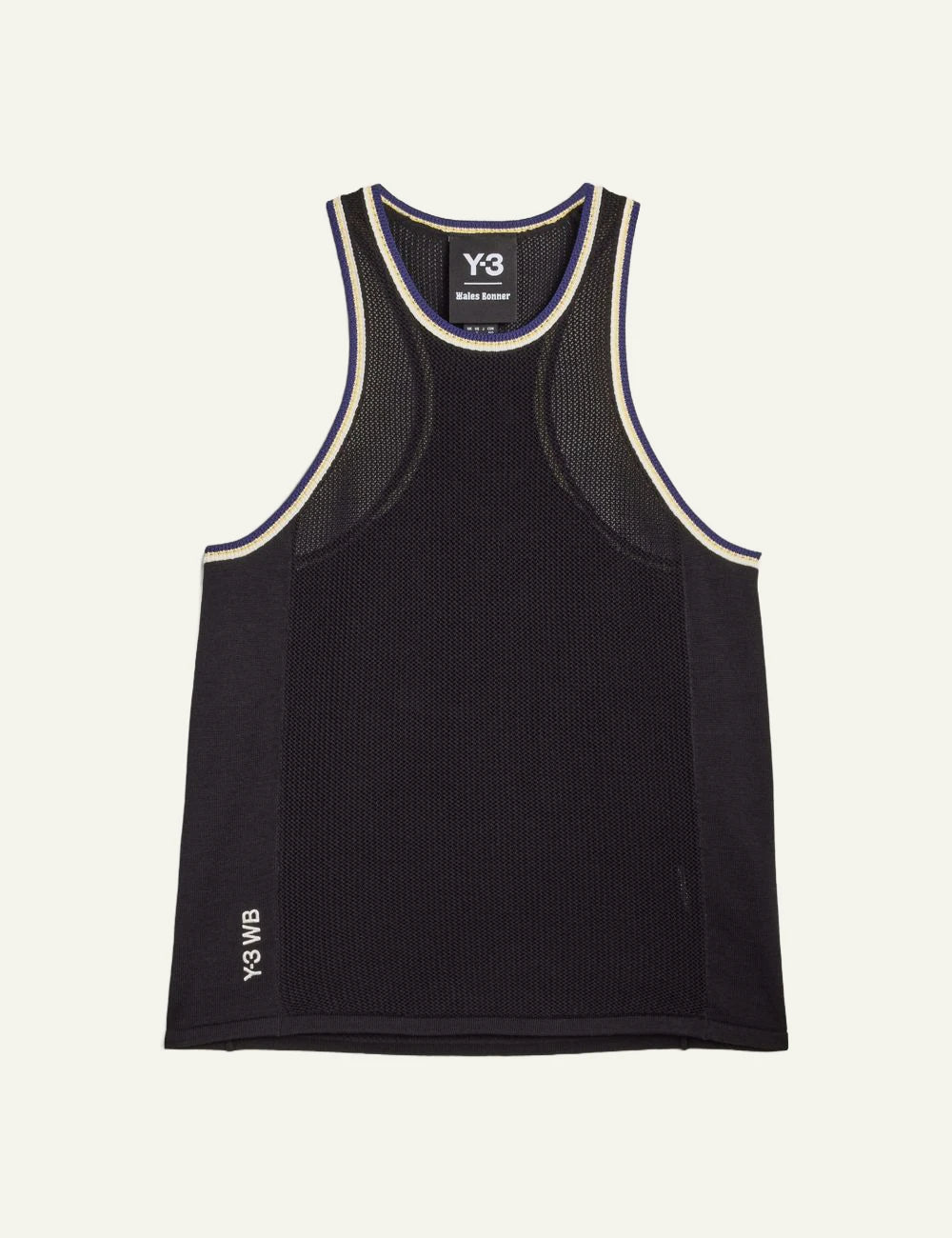 Adidas Y-3 x Wales Bonner black knit mesh tank top