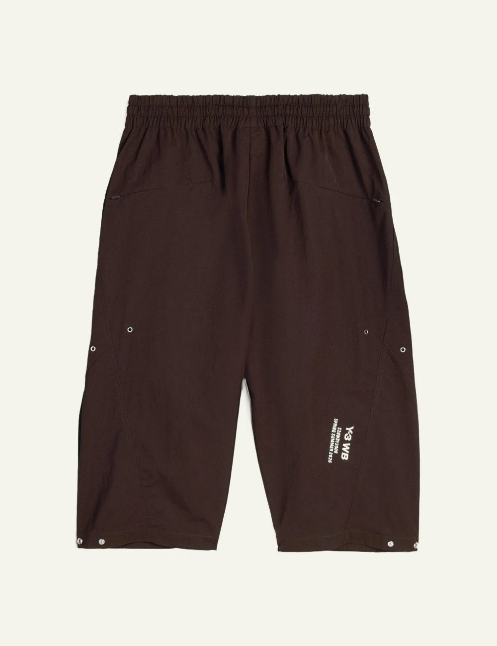 Adidas Y-3 x Wales Bonner aurora coffee ripstop bermuda shorts back