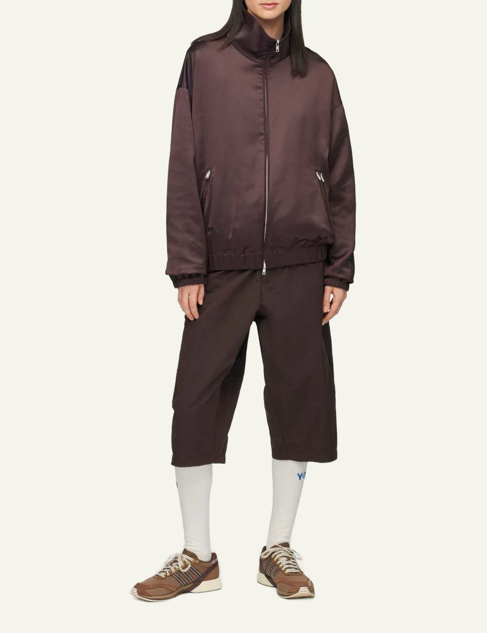 Adidas Y-3 x Wales Bonner aurora coffee ripstop bermuda shorts model