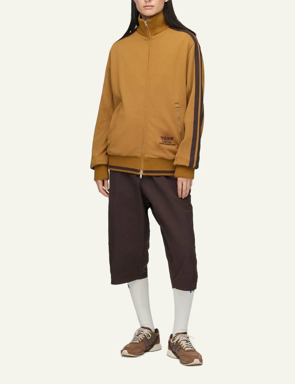 Adidas Y-3 x Wales Bonner bronze strata track jacket with side stripes full body