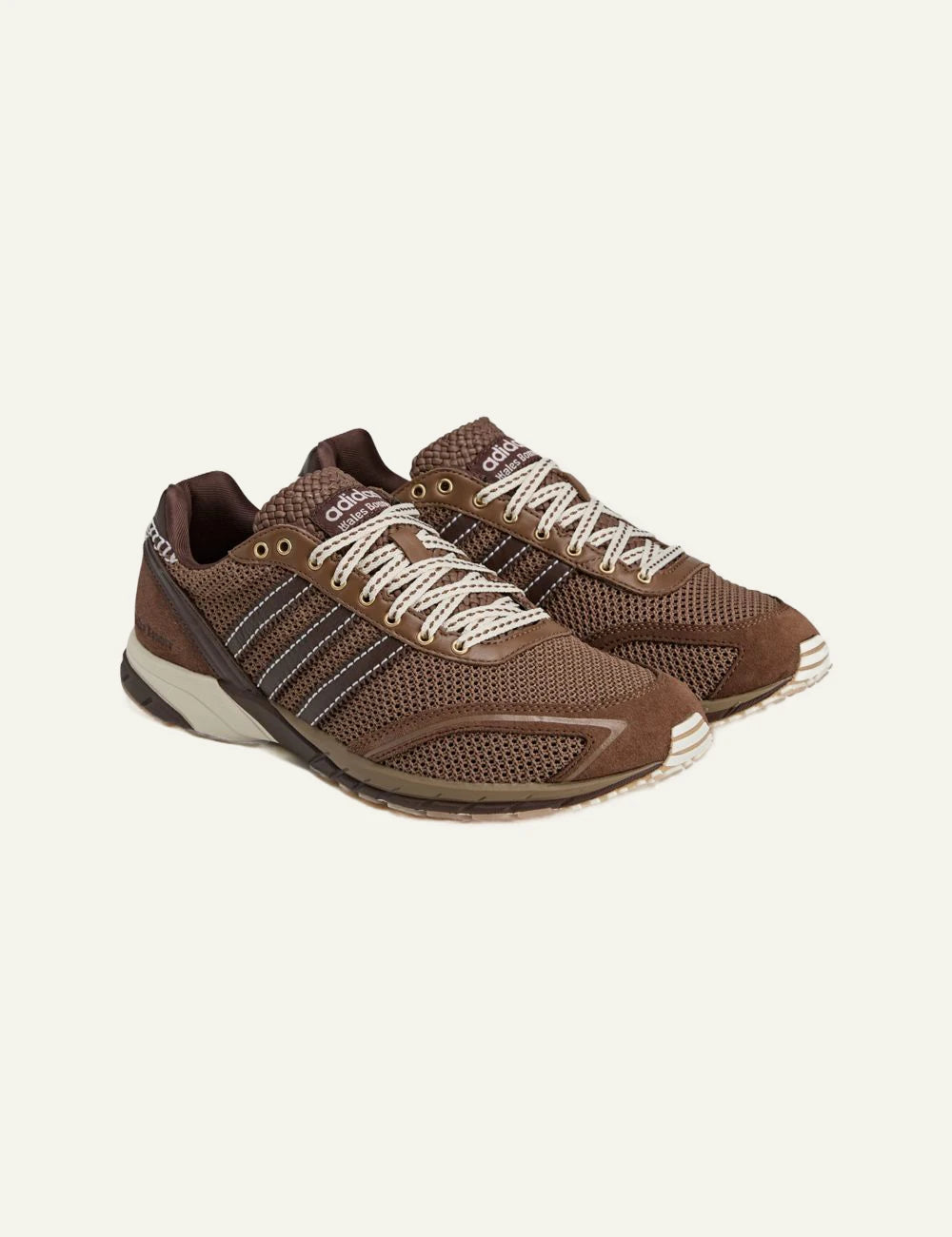 Adidas x Wales Bonner Adizero Adios mesh sneakers in brown angled