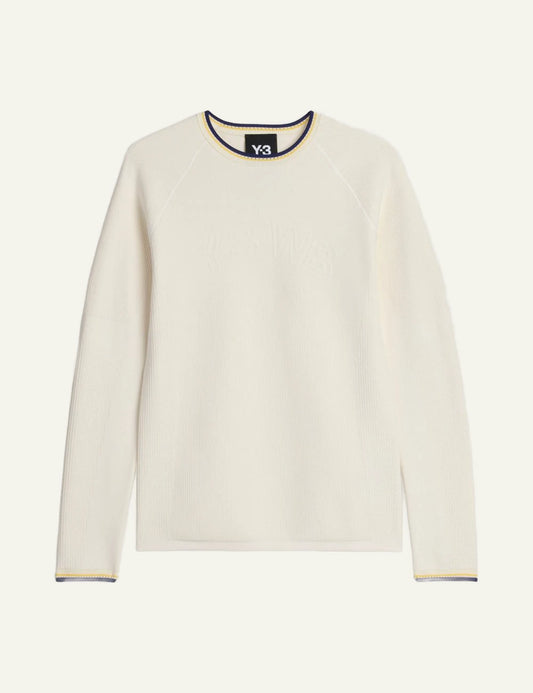 Adidas Y-3 x Wales Bonner cream white knit long sleeve top