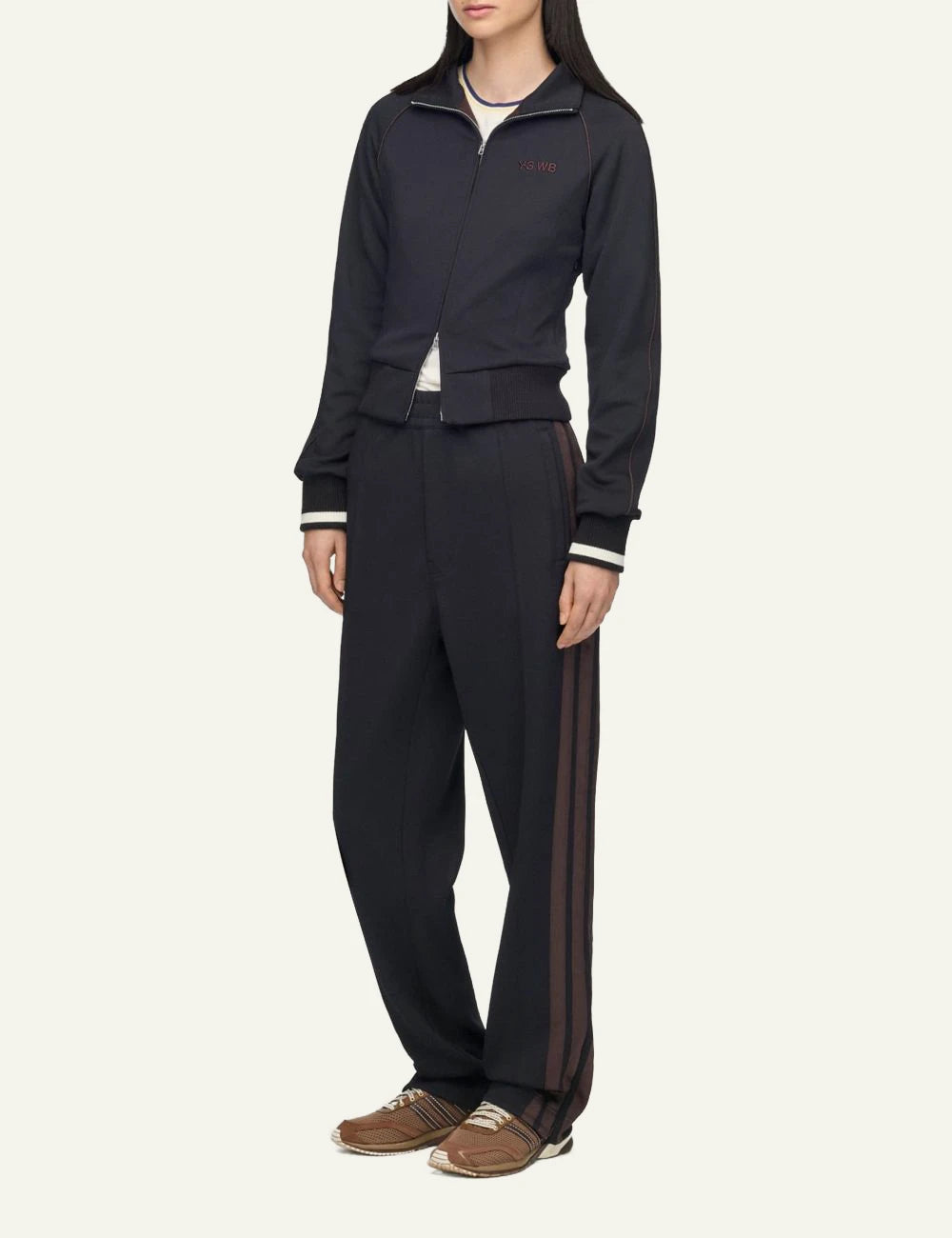 Adidas Y-3 x Wales Bonner black track jacket with zip closure full body