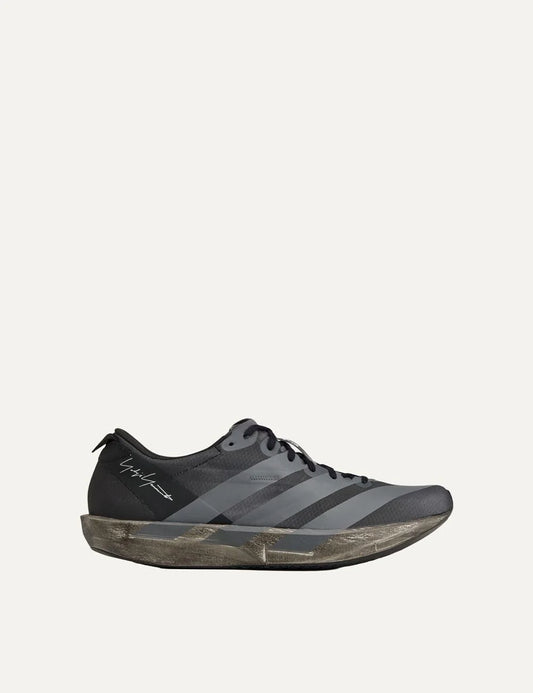 Y-3 men's black and grey textile sneakers with off-white details