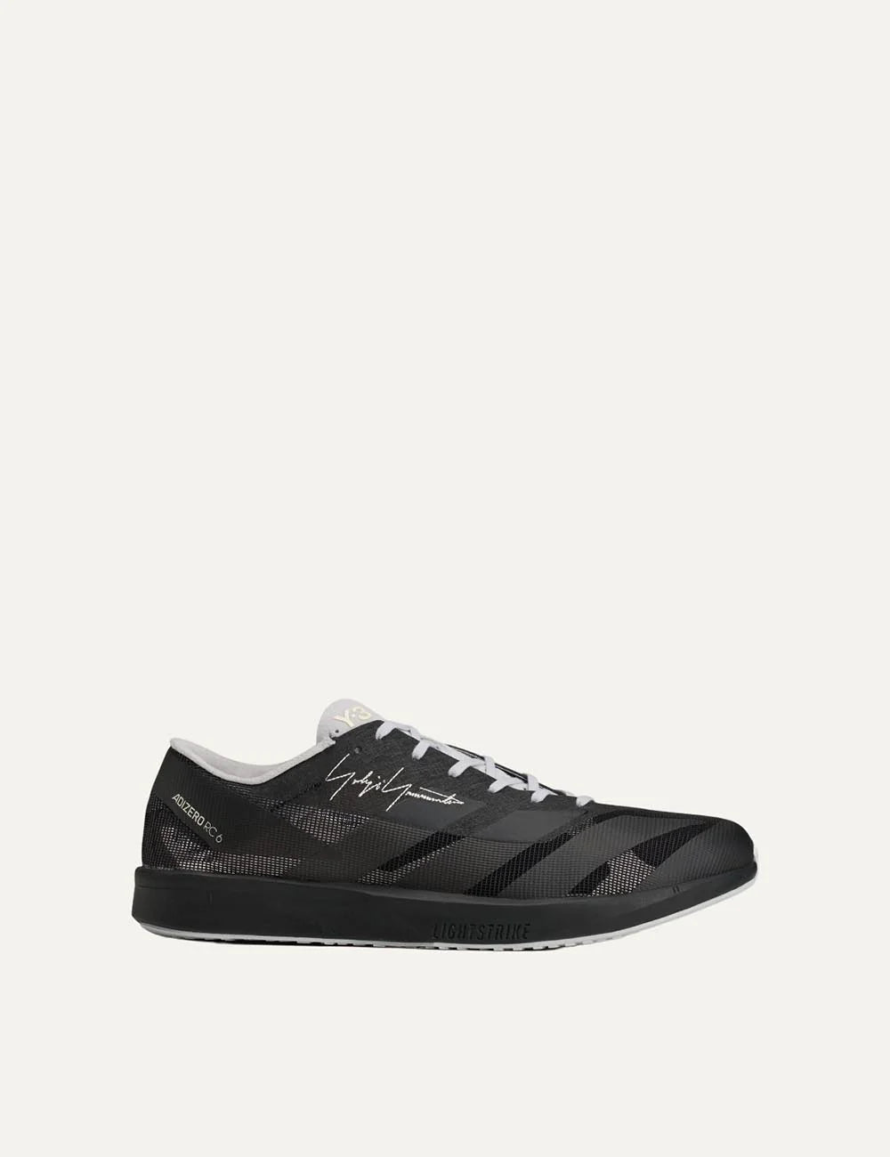 Y-3 men's black textile sneakers with light grey details