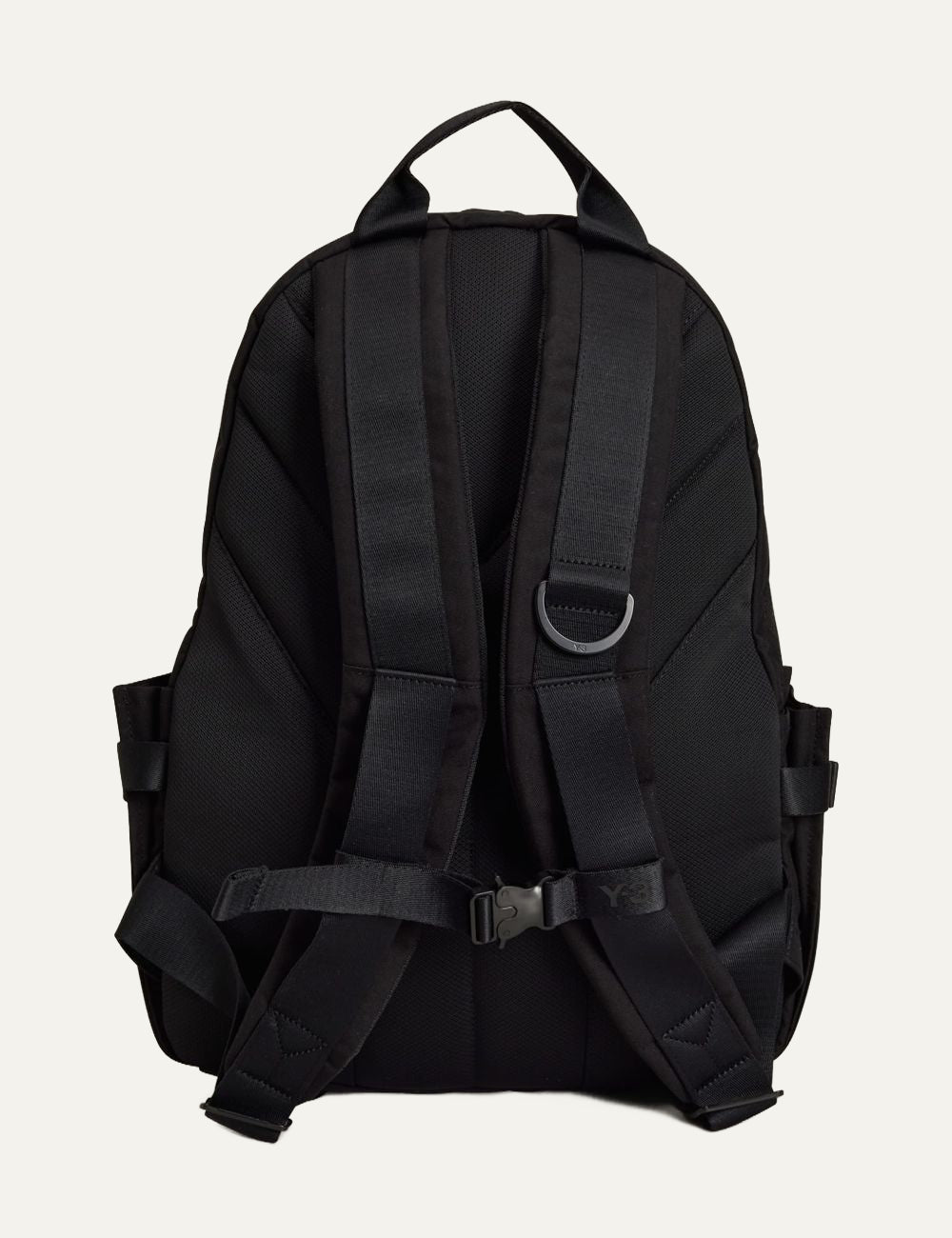 Y-3 black backpack padded straps back view