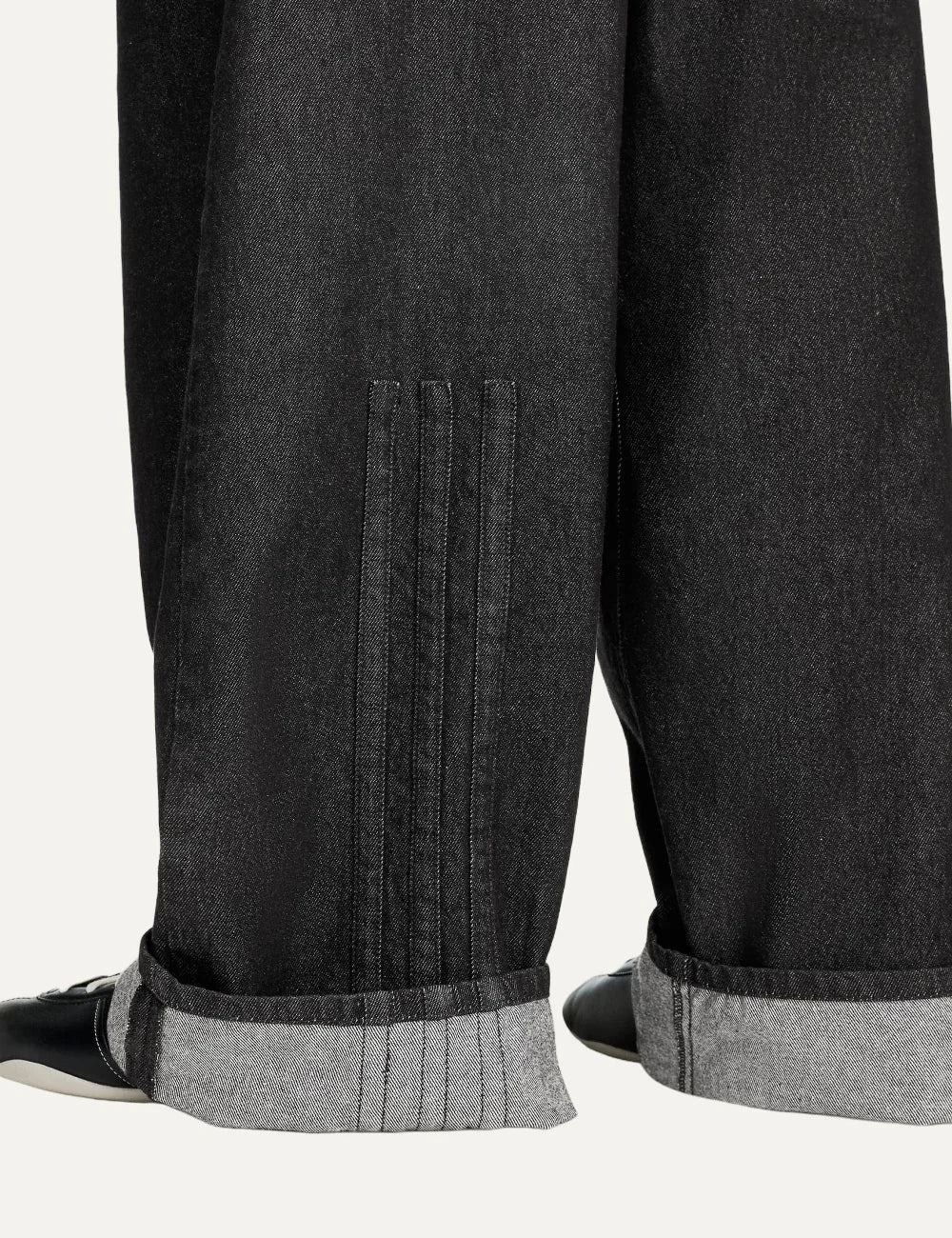 Y-3 men's black cotton wide-leg pants with drawstring waist detail