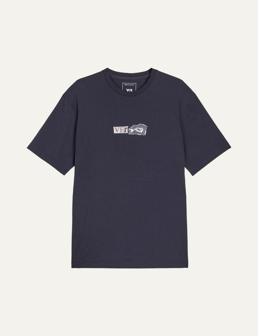 Y-3 graphic t-shirt black front view logo print