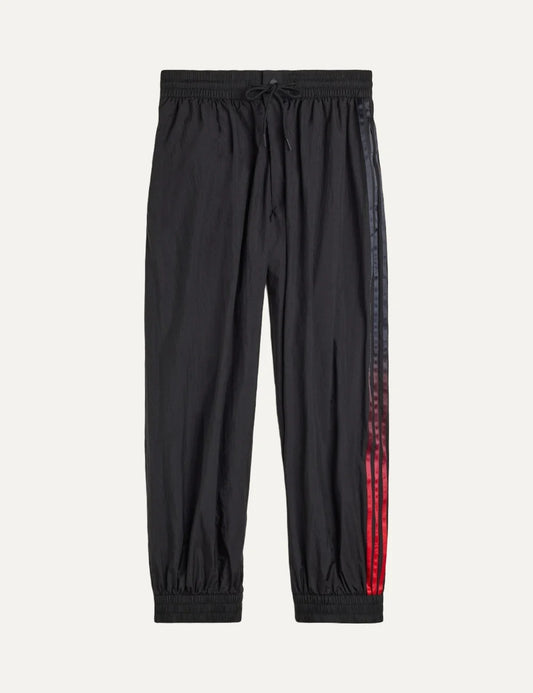 Y-3 men's black nylon track pants with red gradient three stripes