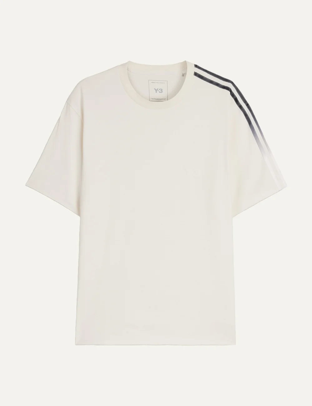 Y-3 men's off-white cotton short sleeve T-shirt with gradient three stripes