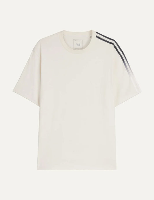 Y-3 men's off-white cotton short sleeve T-shirt with gradient three stripes