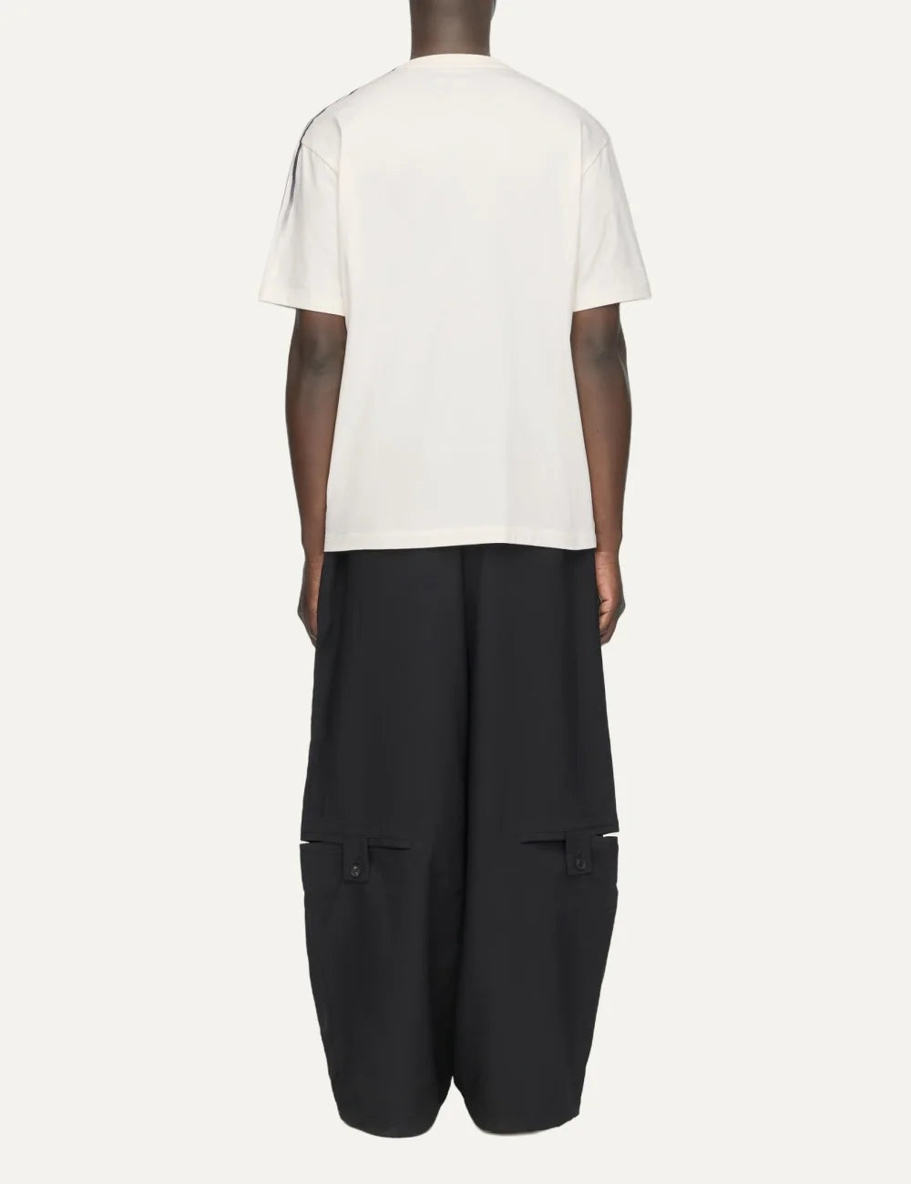 Y-3 men's off-white cotton short sleeve T-shirt with gradient three stripes back