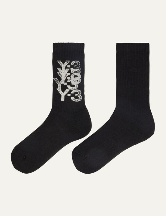 Y-3 graphic crew socks black με silicone logo print