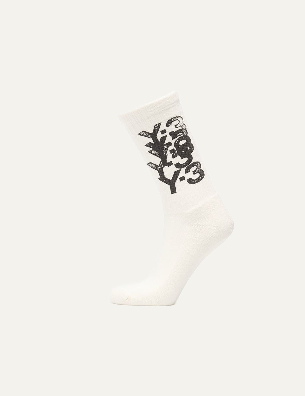 Y-3 graphic crew socks white με black logo print