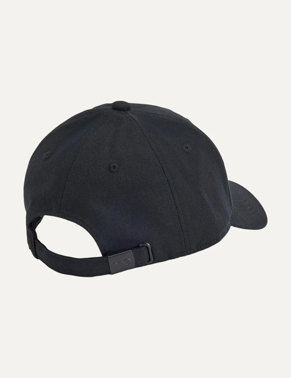 Y-3 men's black cotton canvas cap with leather logo back