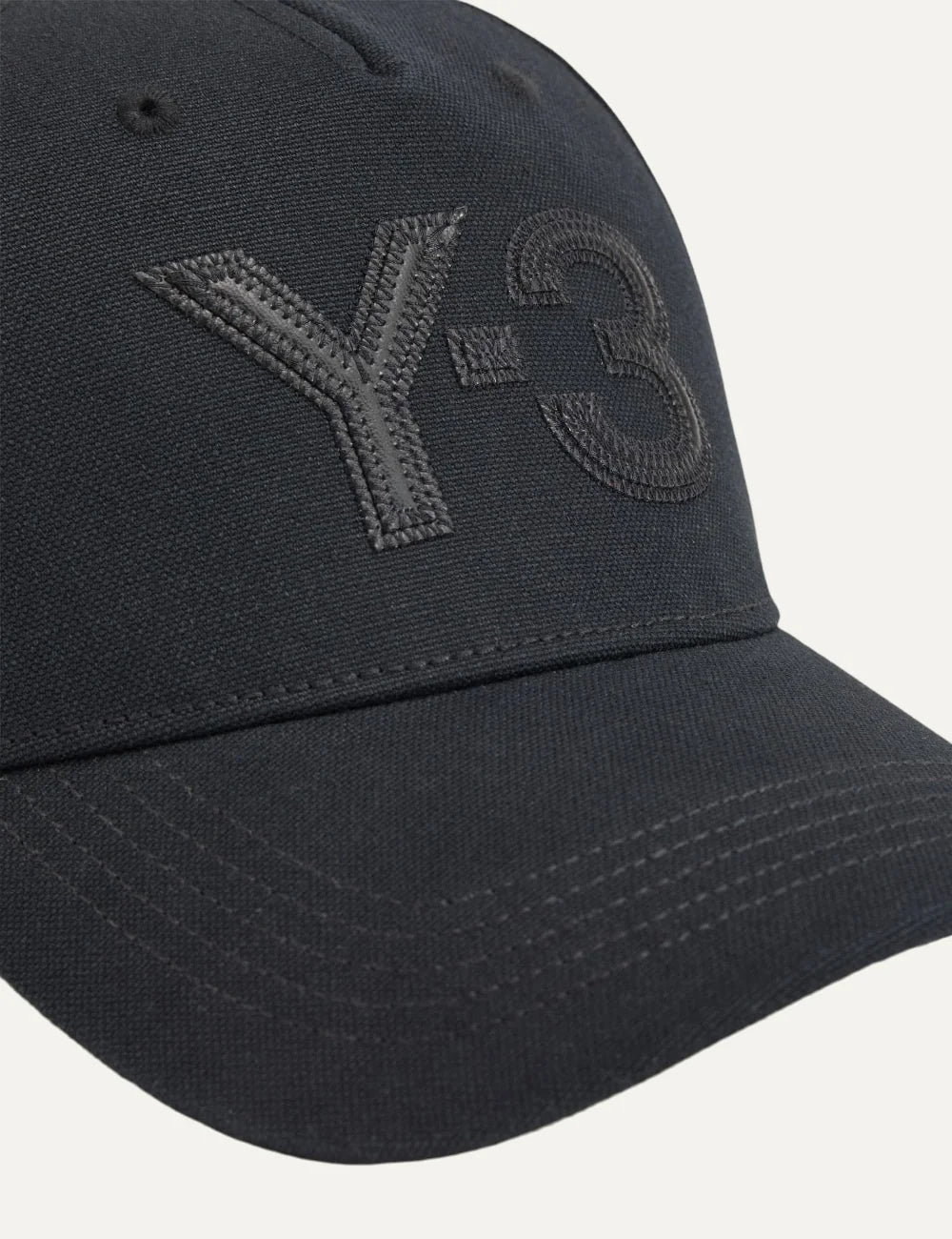 Y-3 men's black cotton canvas cap with leather logo detail logo