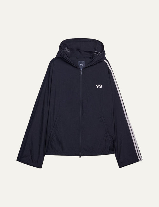 Y-3 nylon jacket black front view zip hoodie