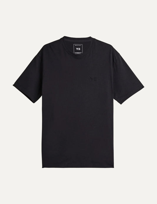Y-3 men's black cotton short sleeve T-shirt with logo