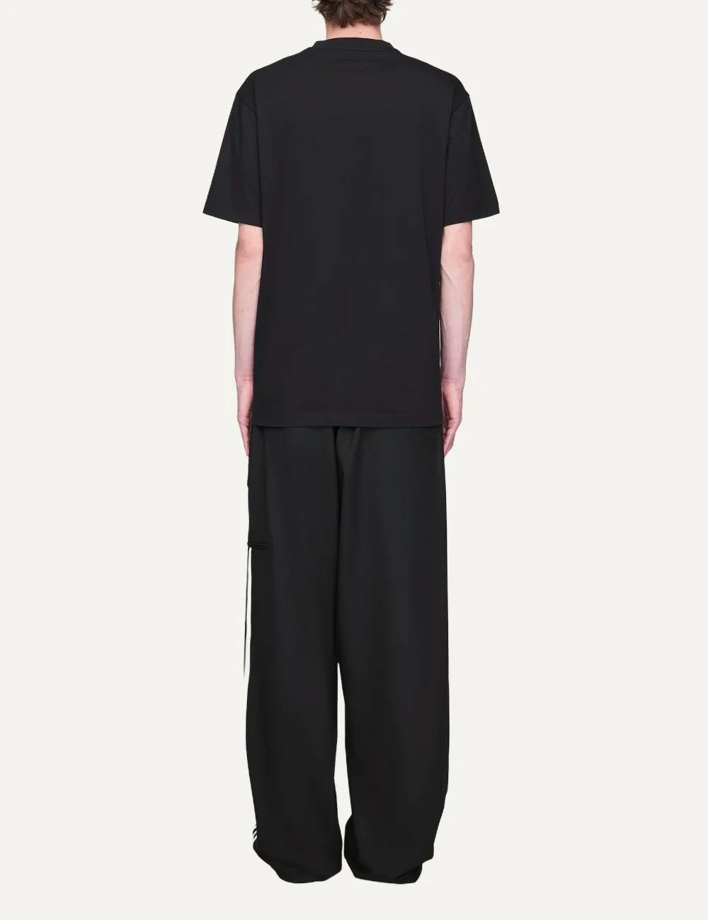 Y-3 men's black cotton short sleeve T-shirt with logo back