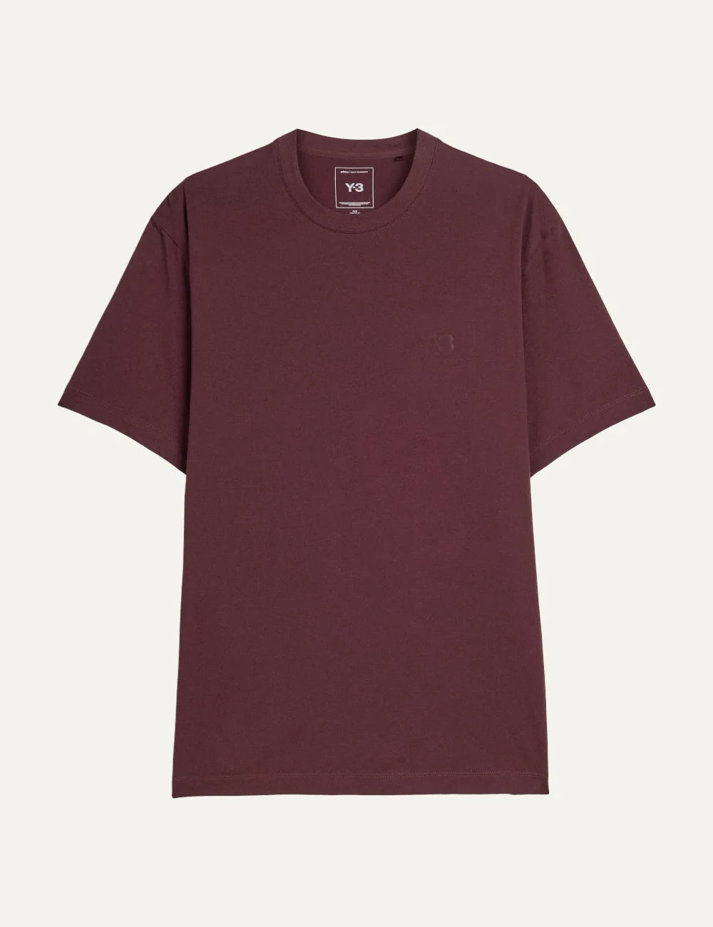 Y-3 men's burgundy cotton short sleeve T-shirt with tonal logo