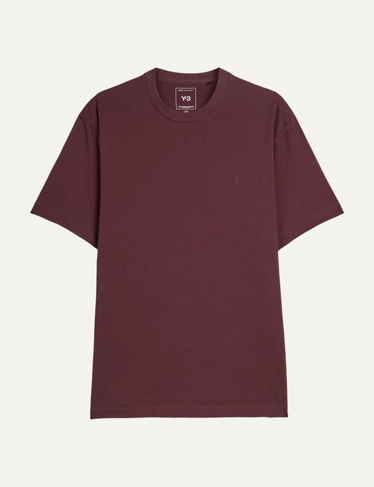 Y-3 men's burgundy cotton short sleeve T-shirt with tonal logo
