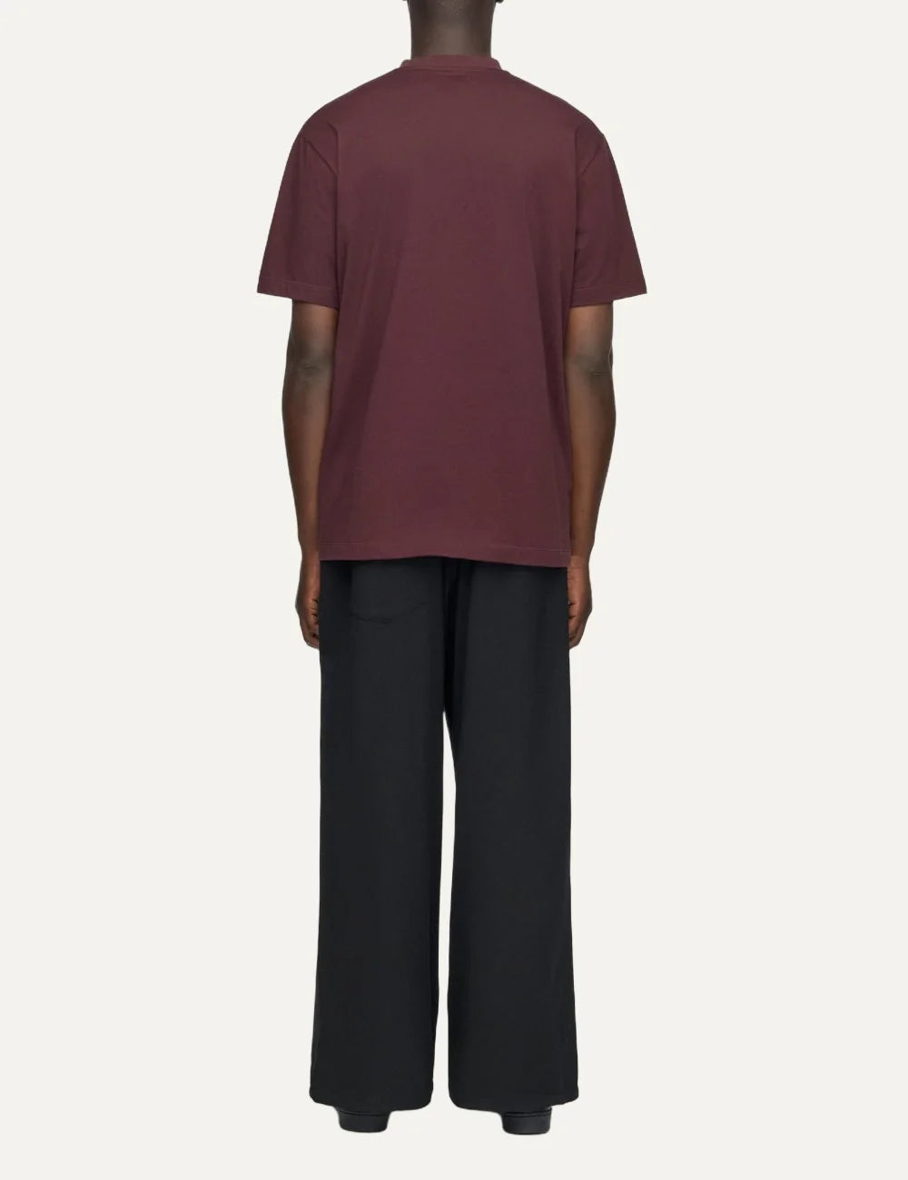 Y-3 men's burgundy cotton short sleeve T-shirt with tonal logo back