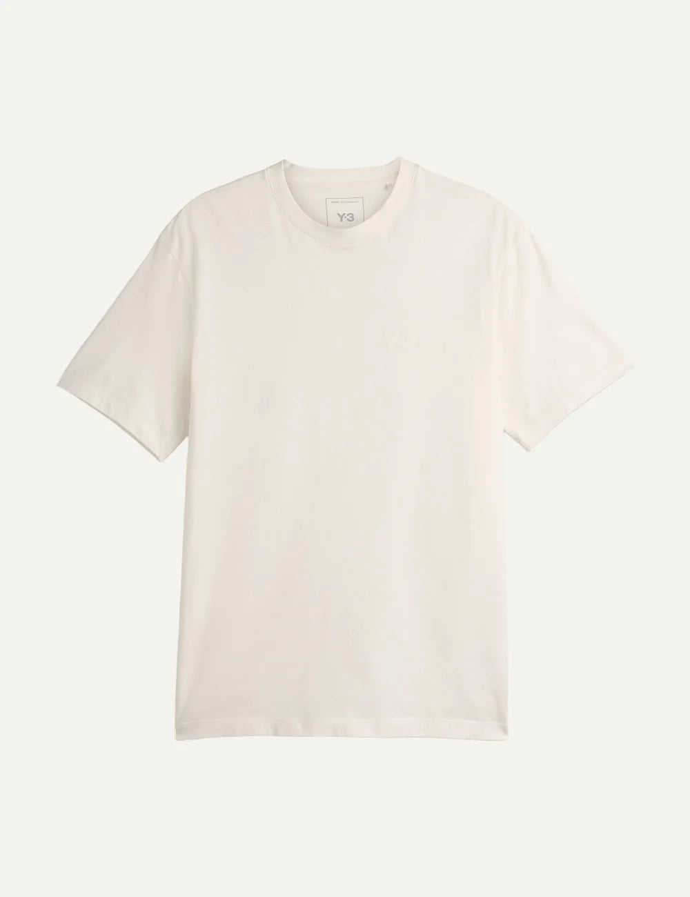 Y-3 men's chalk white cotton short sleeve T-shirt with logo
