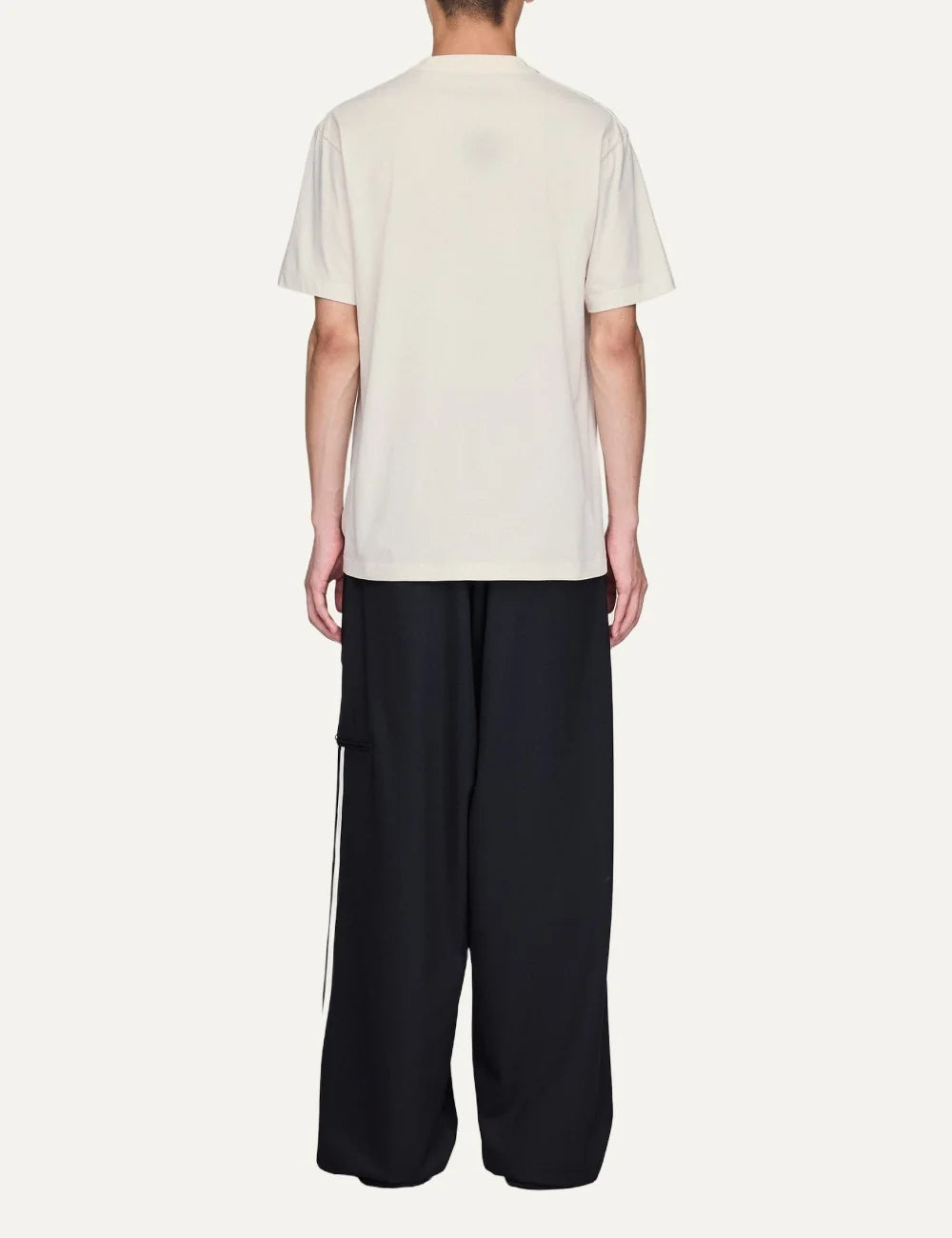 Y-3 men's chalk white cotton short sleeve T-shirt with logo back
