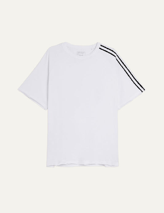 Γυναικείο Y-3 T-Shirt λευκό raw edge 3 stripes adidas urban fashion