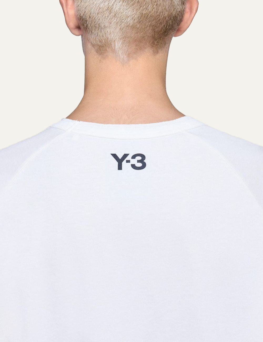 Y-3 white short sleeve t-shirt raw edges back logo minimal style
