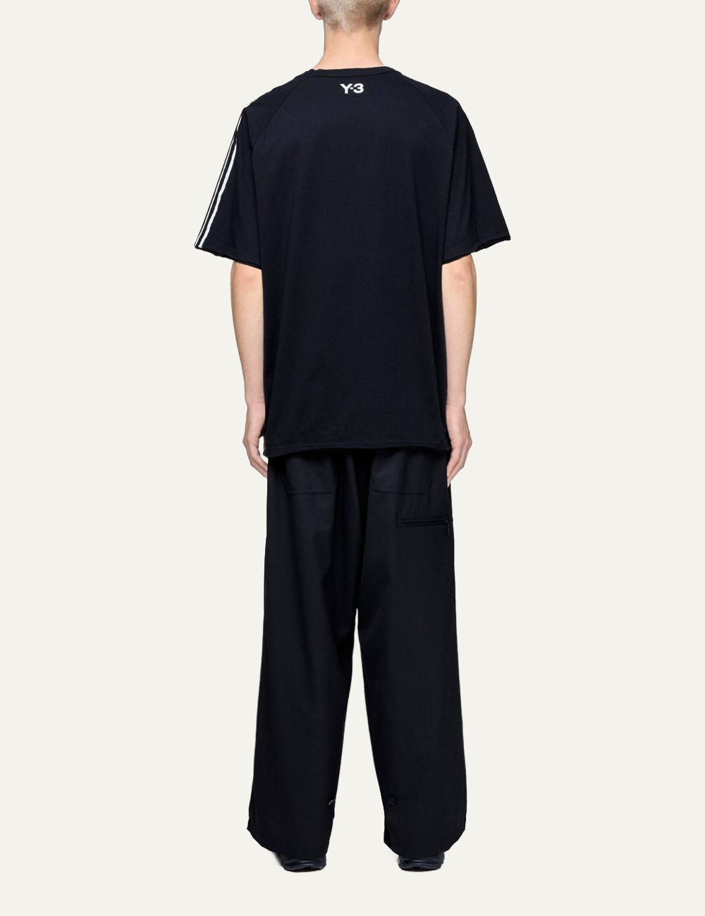Y-3 t-shirt detail raw edge sleeve three stripes