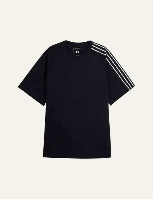 Y-3 t-shirt black raw edge short sleeve front view