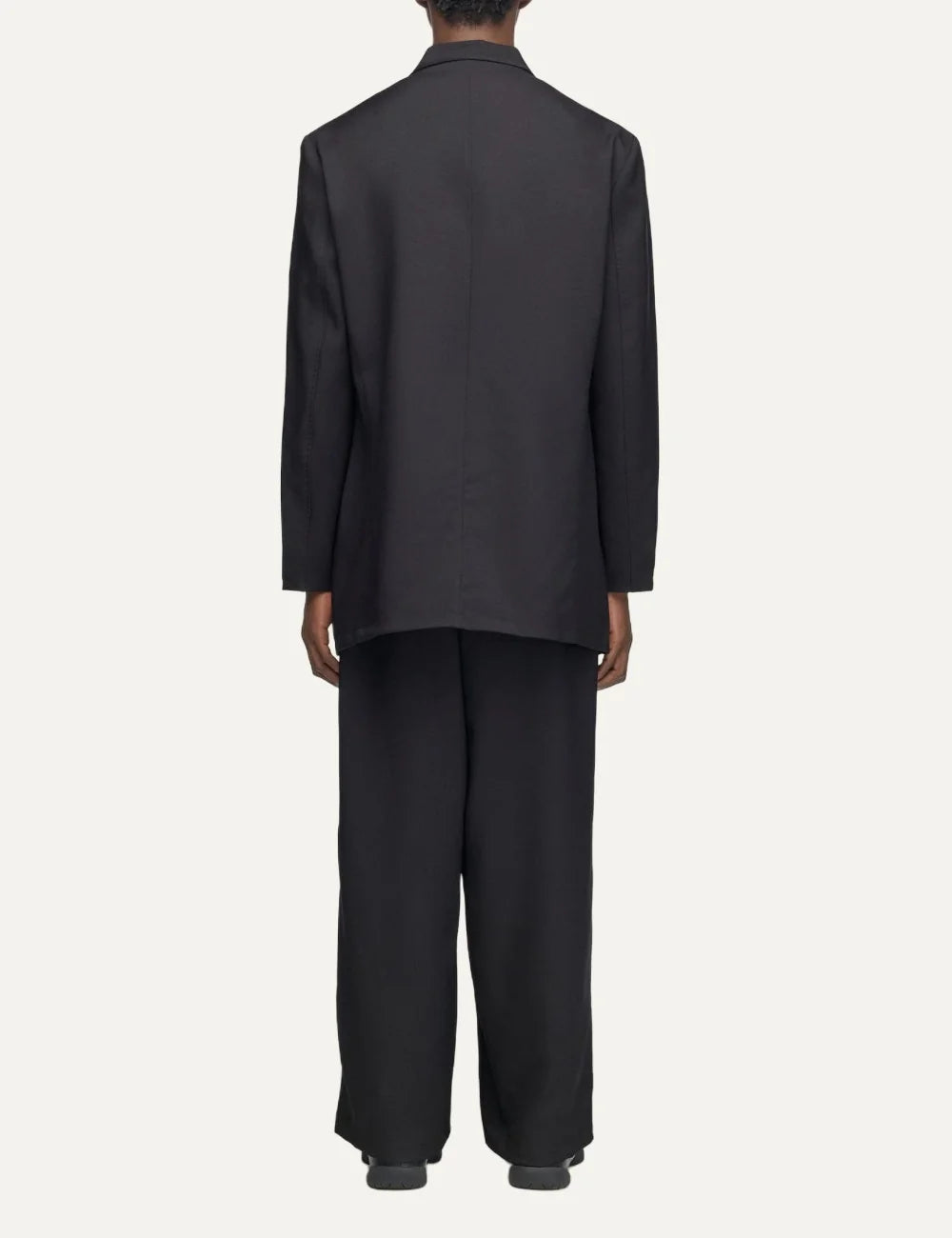 Y-3 men's black recycled polyester twill blazer with utility pockets back