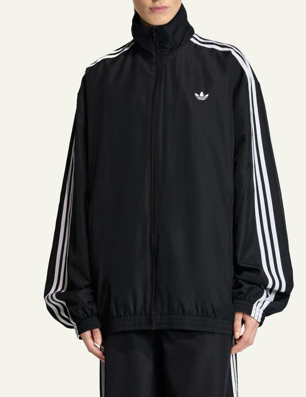 Adidas Originals KD2894 track jacket black white 3 stripes front details view