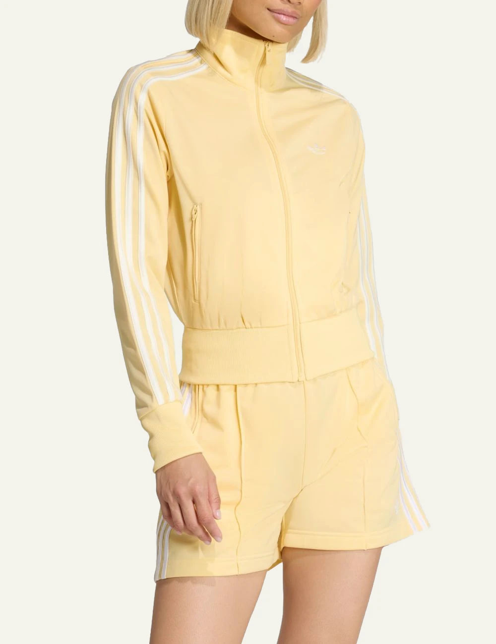 Adidas Firebird Classic jacket yellow front view model