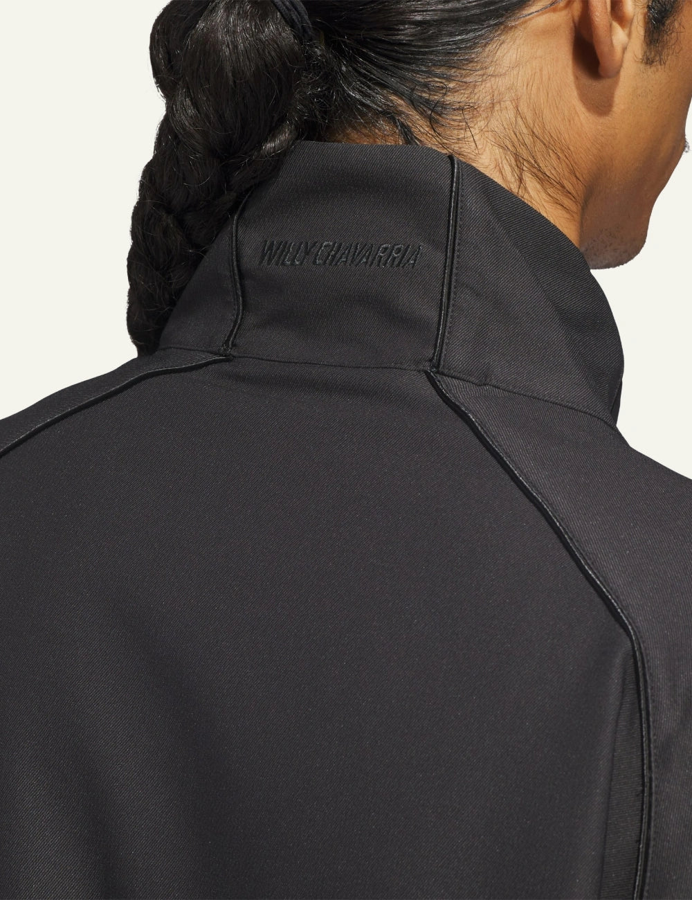 Back collar detail showing WILLY CHAVARRIA branding on the Adidas twill jacket.