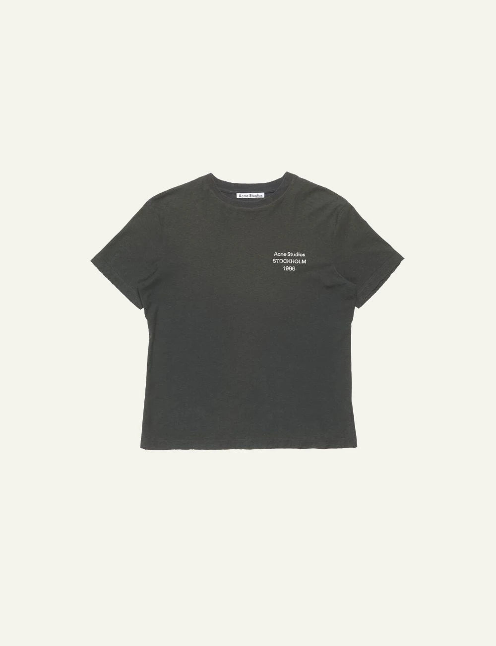 Acne Studios 1996 dark grey tee me vintage finish front view