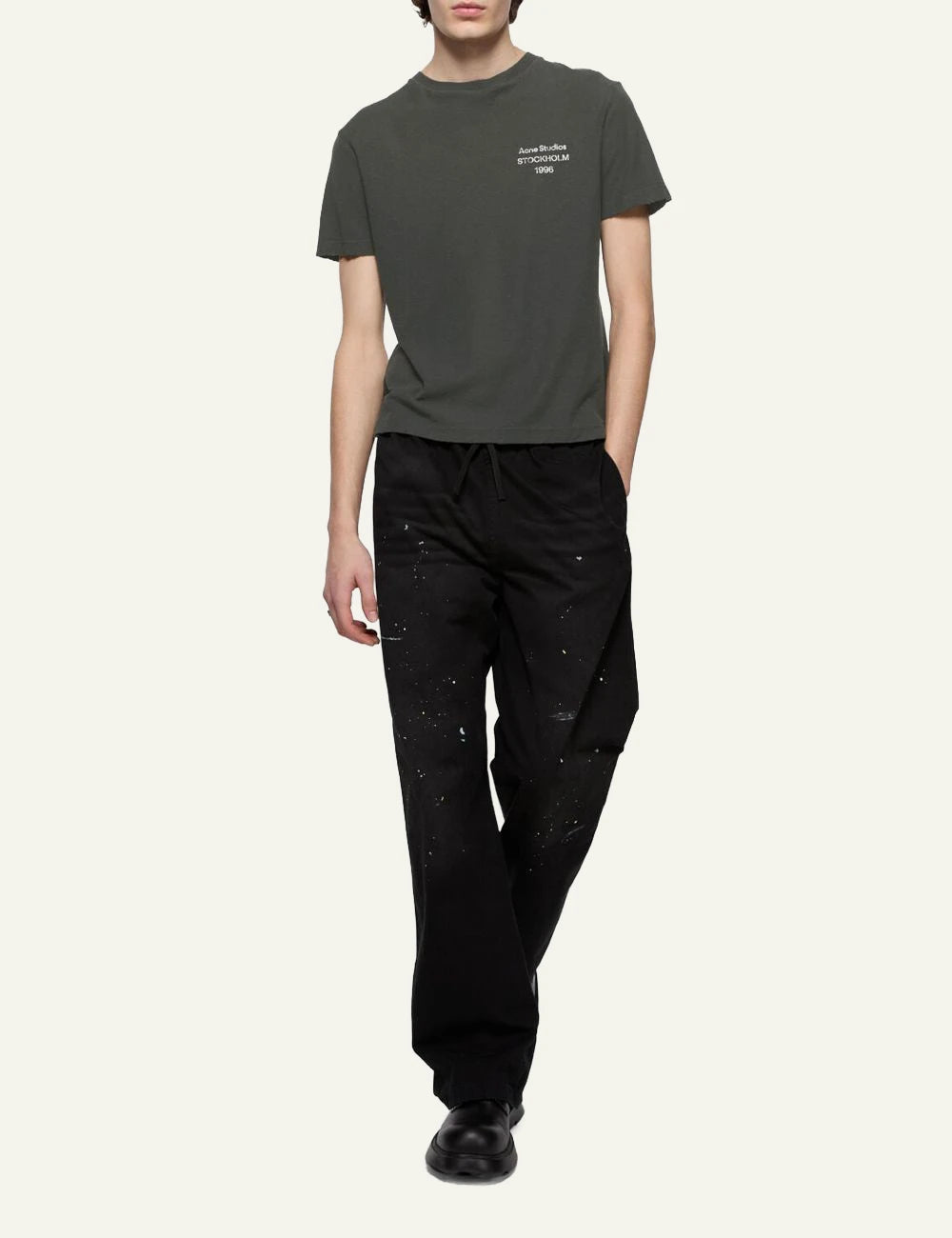 Acne Studios 1996 dark grey tee me vintage finish front full view