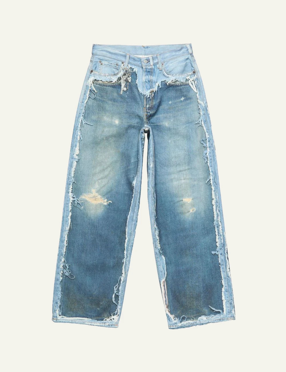 Acne Studios baggy jeans light blue trompe loeil distressed front flat view