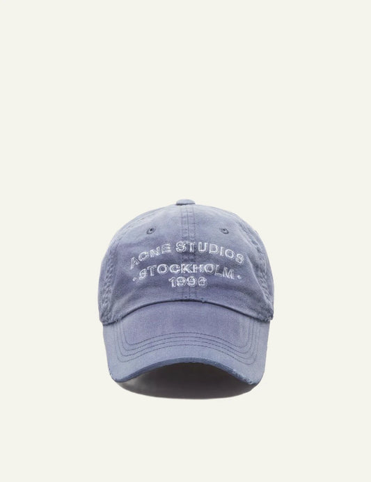 Acne Studios baseball cap light blue cotton sun faded logo front view