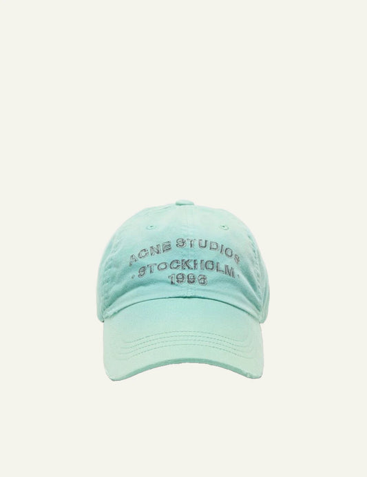 Acne Studios baseball cap mint green cotton sun faded logo front view
