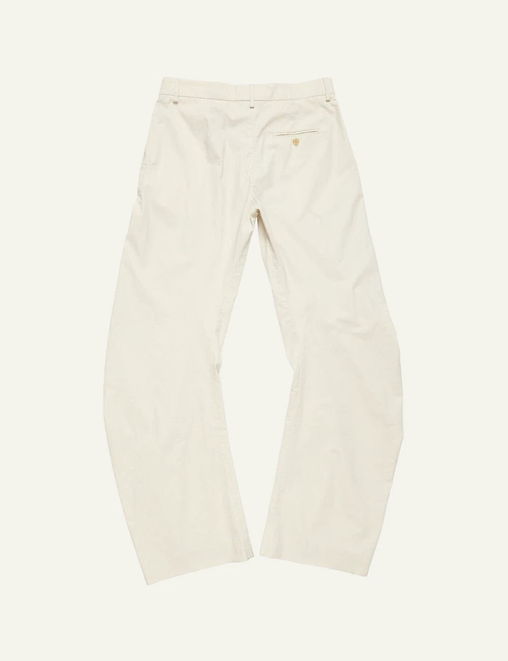 Acne Studios cream wide leg trousers in lightweight cotton back flat view