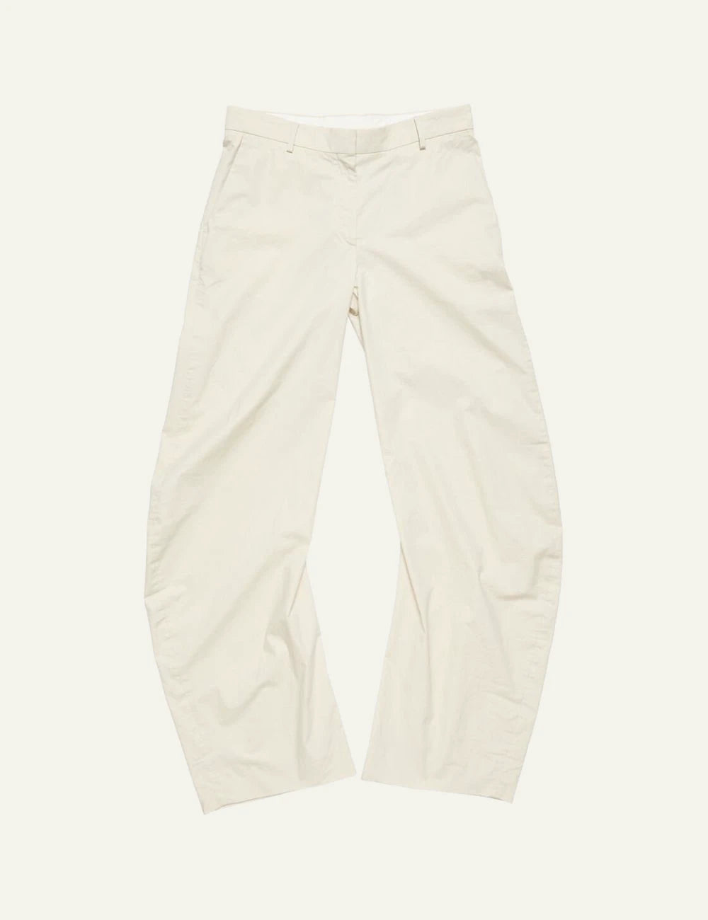 Acne Studios cream wide leg trousers in lightweight cotton front flat view