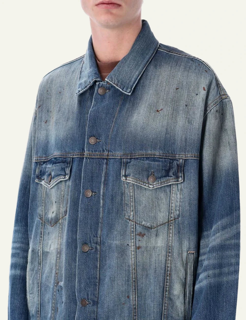 Acne Studios denim jacket blue detail look