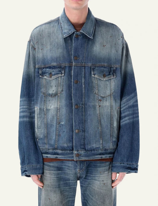 Acne Studios denim jacket blue front look