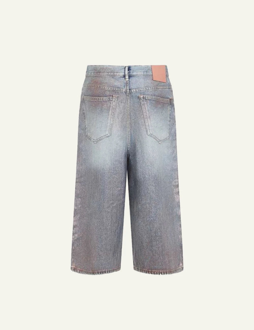 Acne Studios denim shorts light blue overwashed knee length back view
